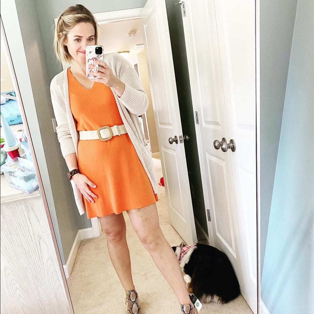 Orange sleeveless swing dress
